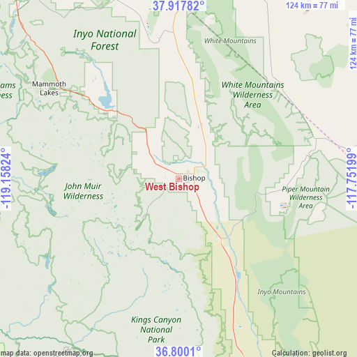 West Bishop on map