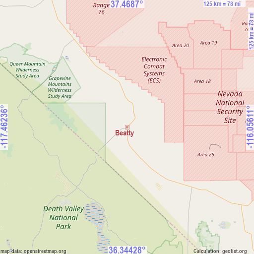Beatty on map