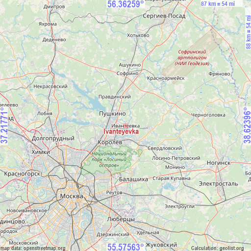 Ivanteyevka on map