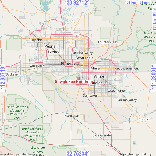Ahwatukee Foothills on map