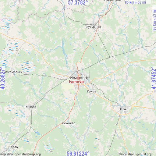 Ivanovo on map