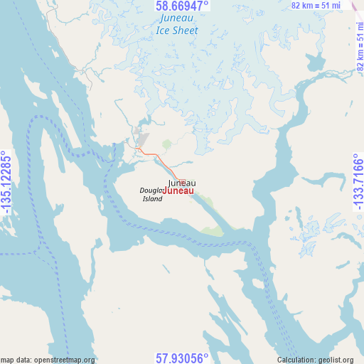 Juneau on map