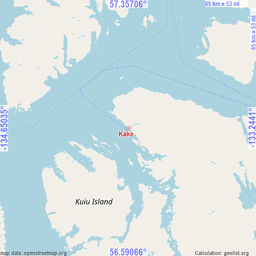 Kake on map