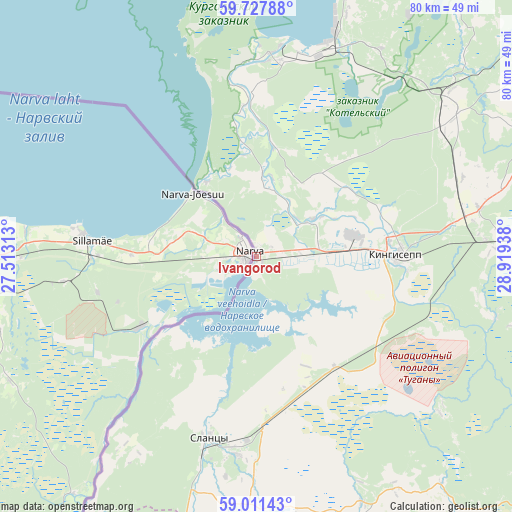 Ivangorod on map