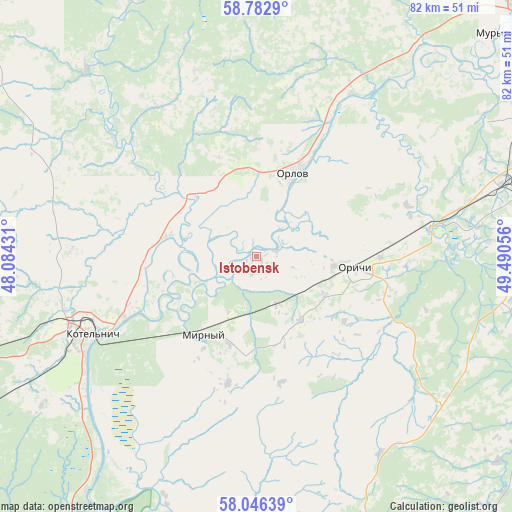 Istobensk on map