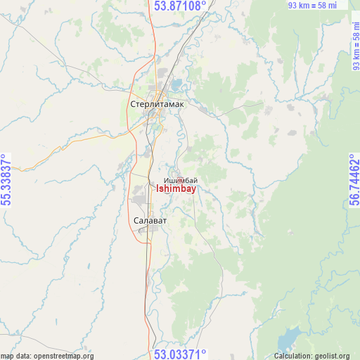 Ishimbay on map