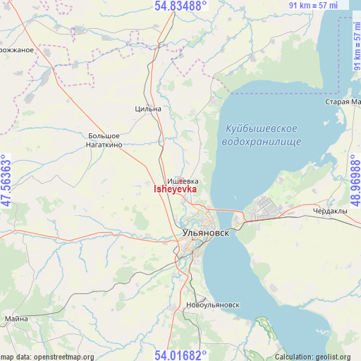 Isheyevka on map