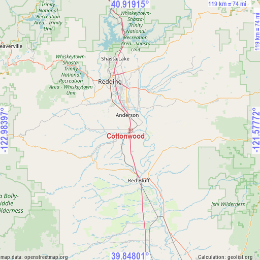 Cottonwood on map