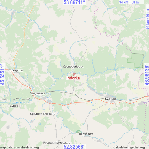Inderka on map