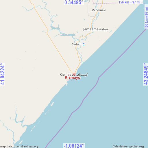 Kismayo on map