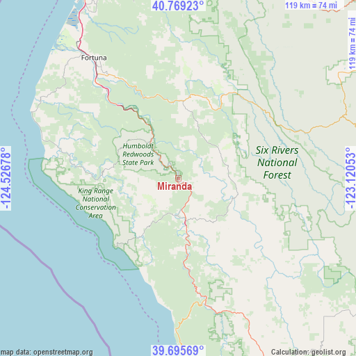 Miranda on map