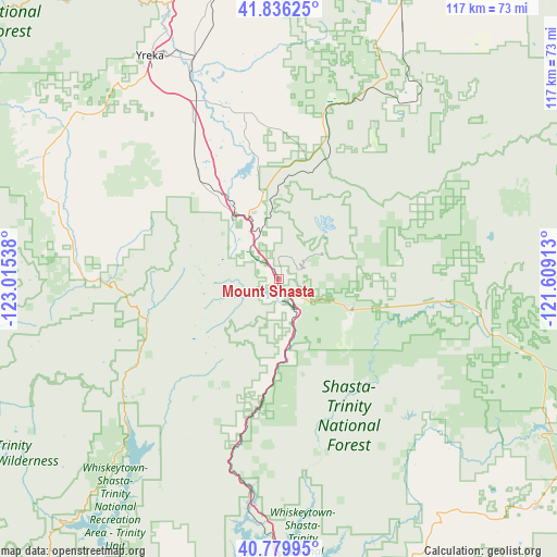 Mount Shasta on map