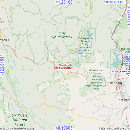 Weaverville on map