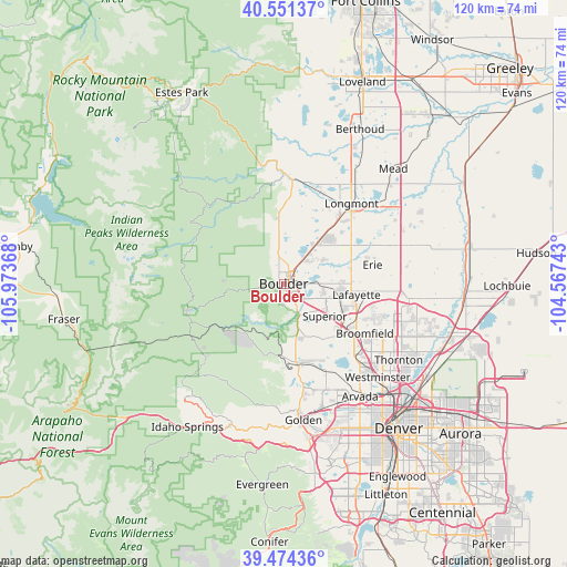 Boulder on map