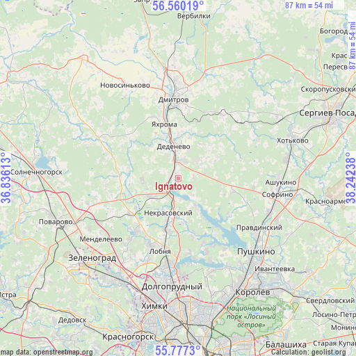 Ignatovo on map