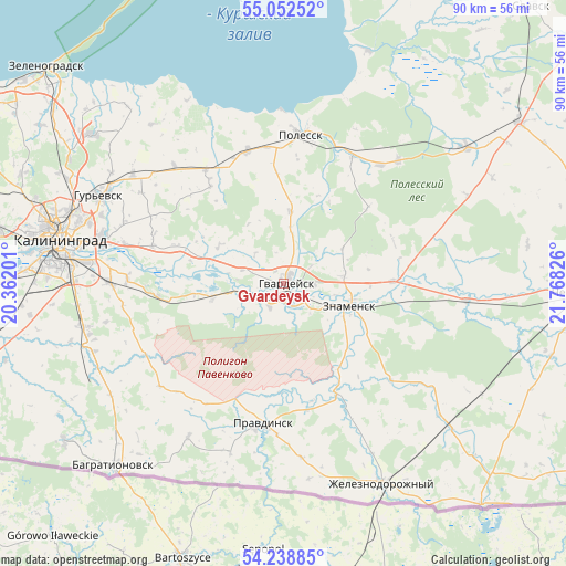 Gvardeysk on map