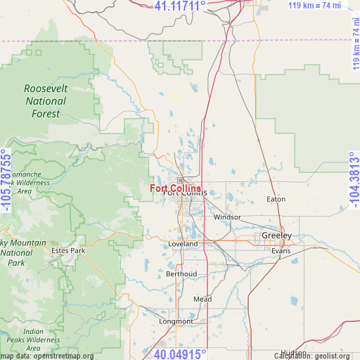 Fort Collins on map