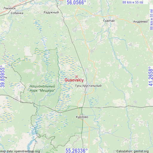 Gusevskiy on map