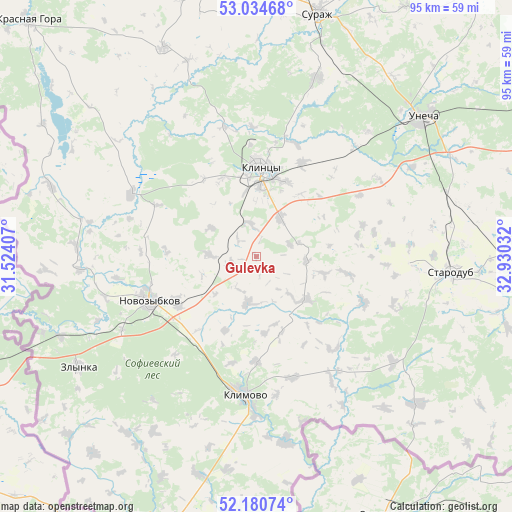 Gulevka on map