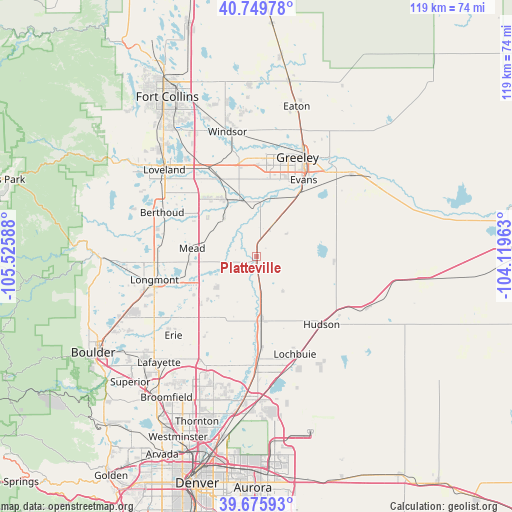 Platteville on map