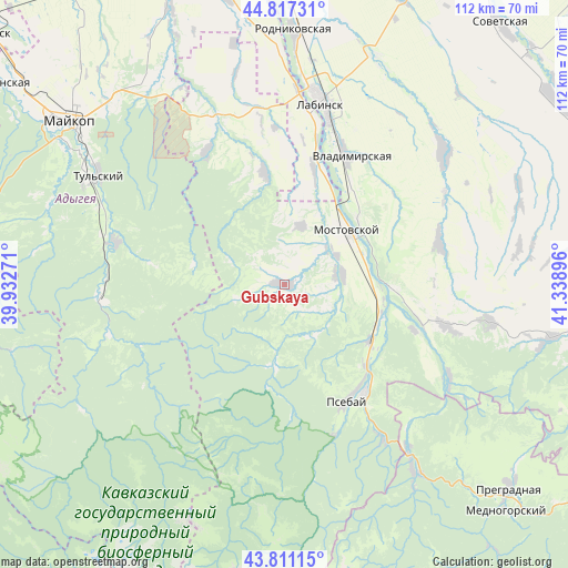 Gubskaya on map
