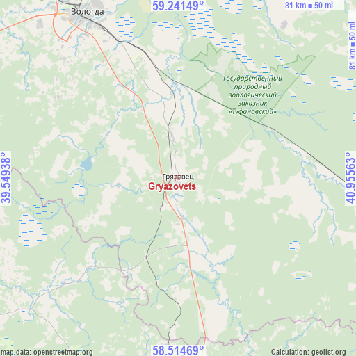 Gryazovets on map