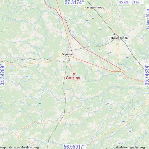 Gruziny on map