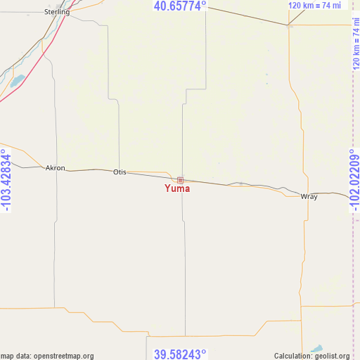 Yuma on map
