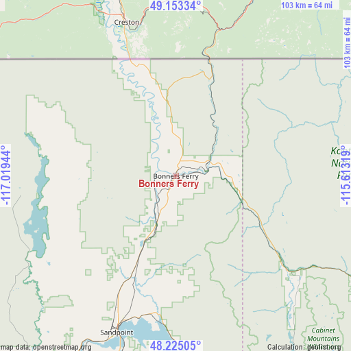 Bonners Ferry on map