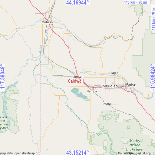 Caldwell on map