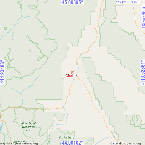 Challis on map