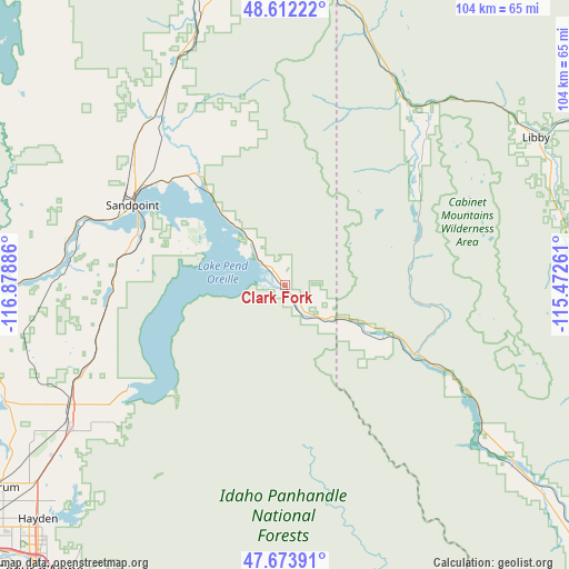 Clark Fork on map