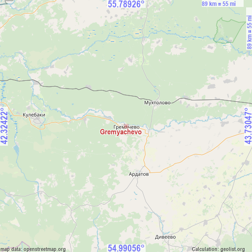Gremyachevo on map