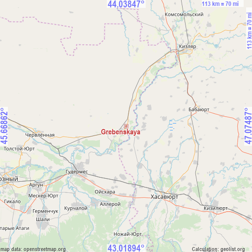 Grebenskaya on map