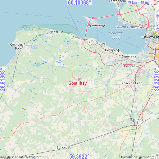 Gostilitsy on map