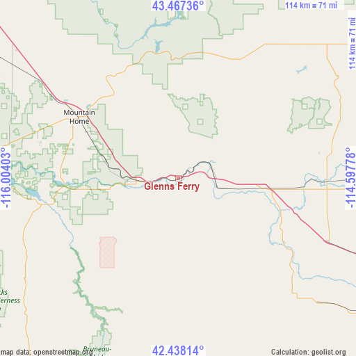 Glenns Ferry on map