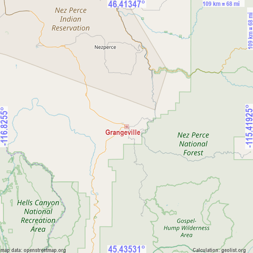 Grangeville on map