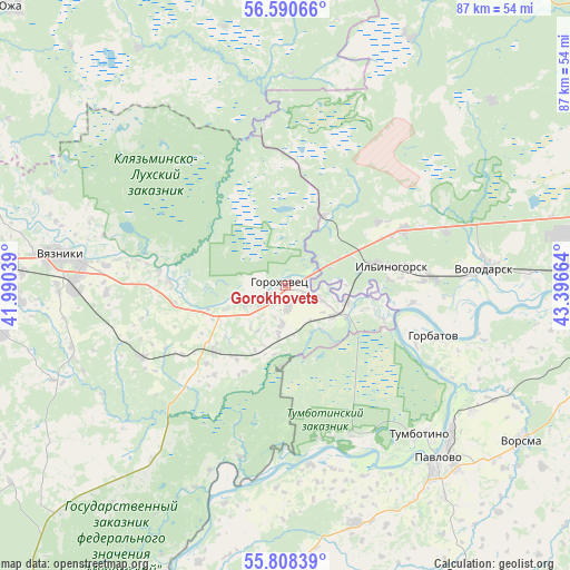 Gorokhovets on map
