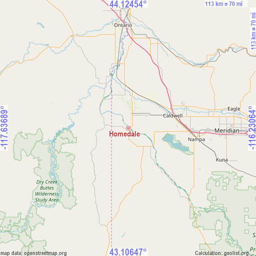 Homedale on map