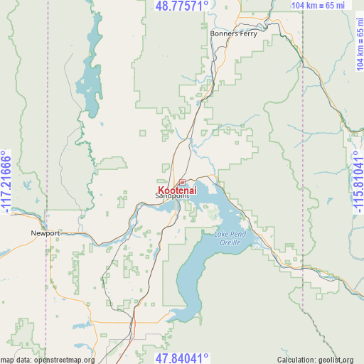 Kootenai on map