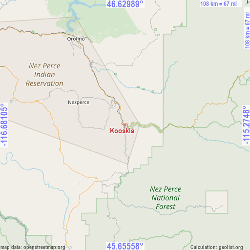 Kooskia on map