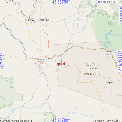 Lapwai on map