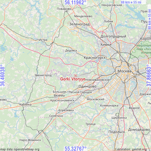 Gorki Vtoryye on map