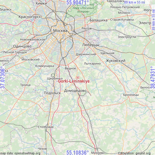 Gorki-Leninskiye on map