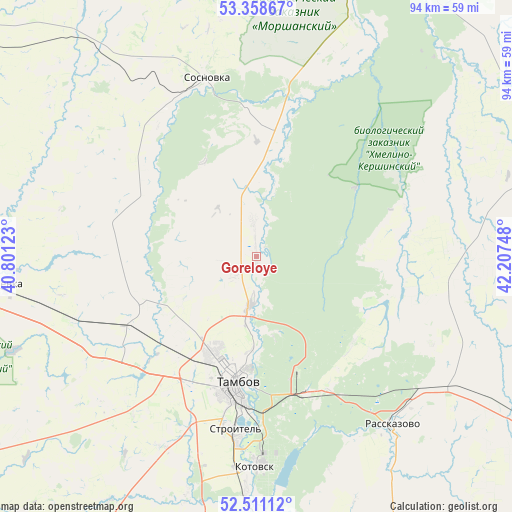 Goreloye on map