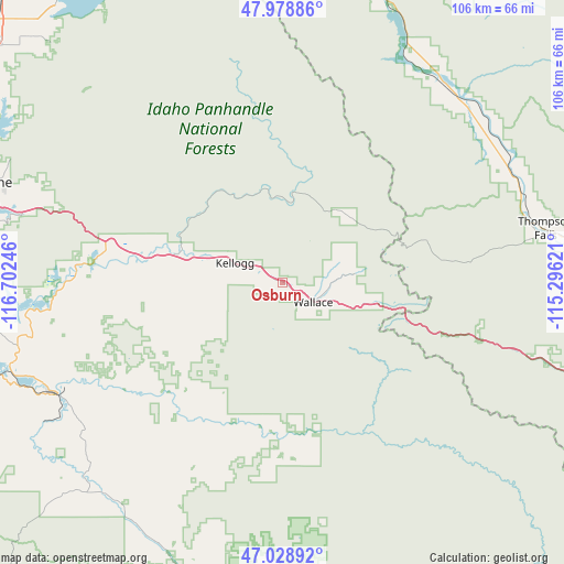 Osburn on map