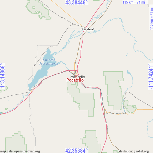 Pocatello on map
