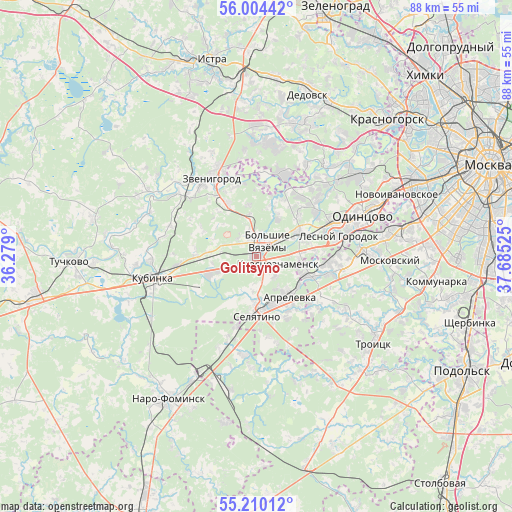 Golitsyno on map