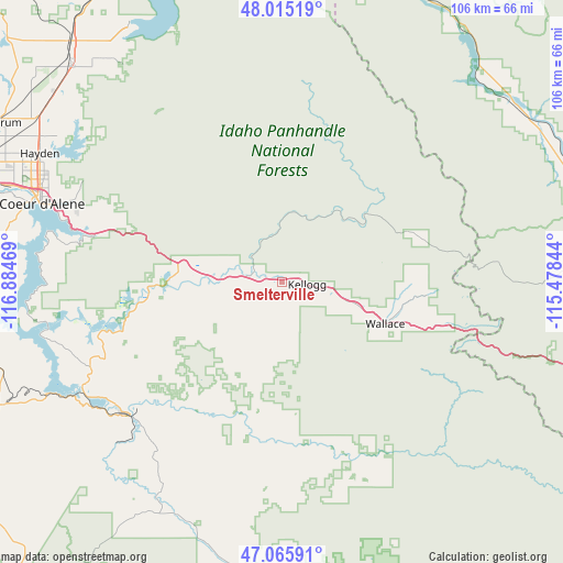 Smelterville on map