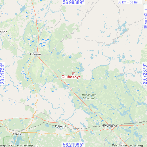 Glubokoye on map